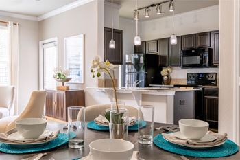 Designer kitchen with black-on-black appliances